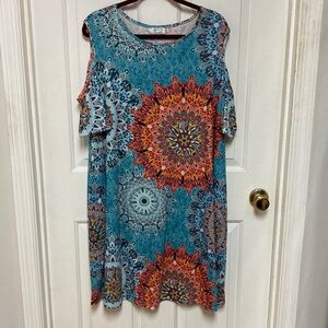 Vibrant Blue and Orange Mandala Dress